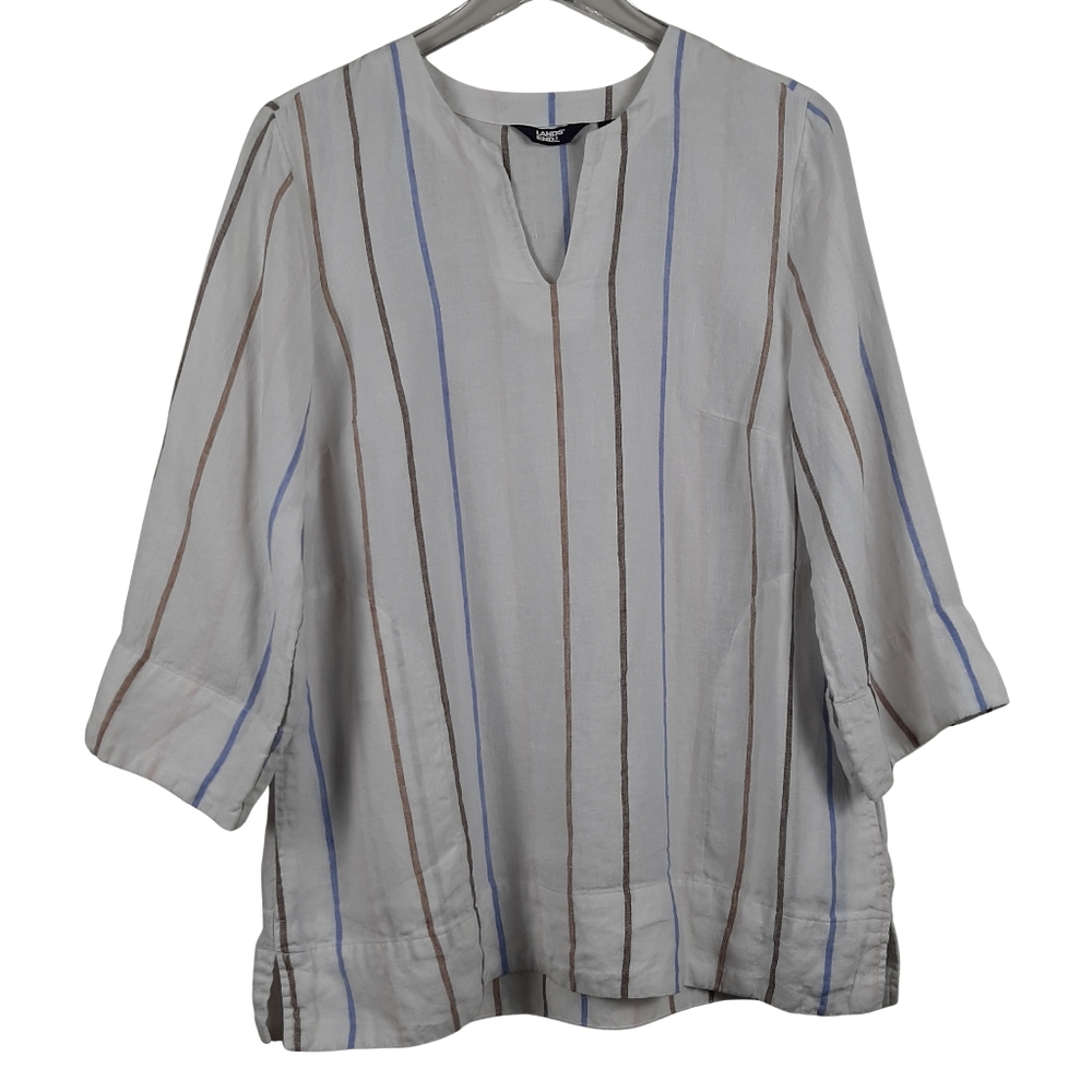 Land's End 100% Linen 3/4 Sleeve Tunic Top Size Medium